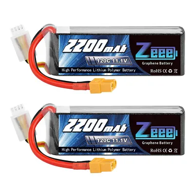 2PCS Zeee 11.1V 120C 2200mAh 3S Graphene LiPo Battery XT60 For RC Quad Drone FPV • $56.99