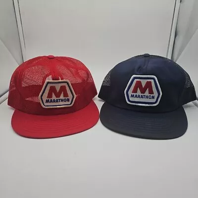 Vintage Marathon Oil Snapback Truckers Hat Lot Of 2 • $15