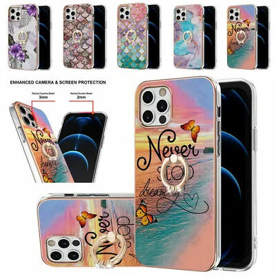 $15.88 • Buy For IPhone 15 Pro 15 Pro Max 11 7 XR Shockproof Marble TPU Case Ring Stand Cover