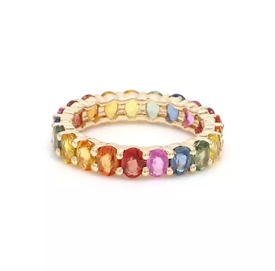 5.50 CTW Multi Sapphire Gemstone Ring 10K 14K 18K Gold Full Eternity Band Ring • $540