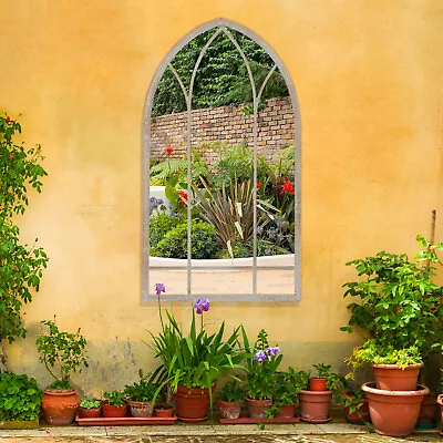 Large Garden Mirror Arch Metal Frame Hanging Wall Mounted Vintage Window Style • £49.95