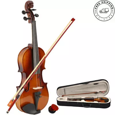 Hot Sale High Quality 1/2 Acoustic Violin Set Case + Bow + Rosin Natural Color • $55.27