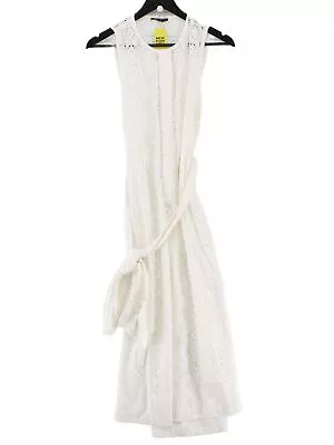 Karen Millen Women's Midi Dress UK 10 White 100% Cotton A-Line • £29