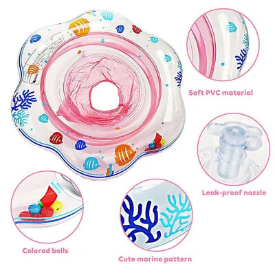 Baby Pattern Swimming Ring Inflatable Float Seat Toddler Kid Water Pool Swim Aid • £6.69