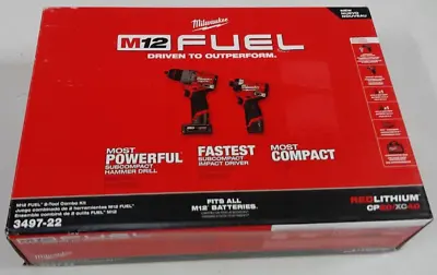 Milwaukee M12 FUEL Driver + Hammer Drill Kit W/2 Batteries Bag 3497-22 *NEW* • $172.99