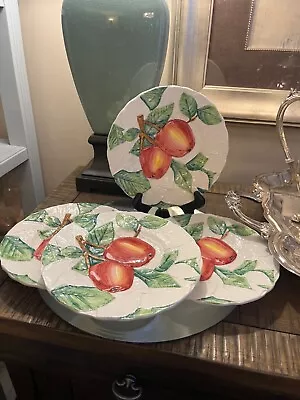 Set Of 4 - Italian Majolica Salad Plates. Apple Relief Design. 8 Inch..  • $45