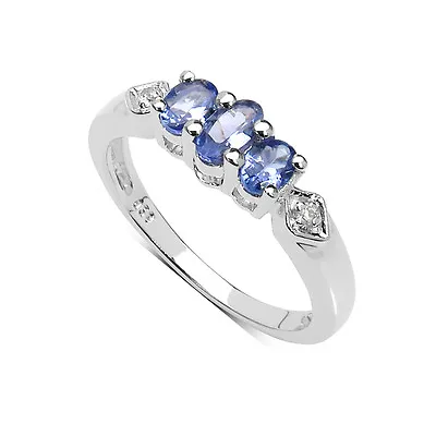 £32.99 • Buy Small Sterling Silver 3 Stone Tanzanite Engagement Ring Size Hijklmnopqrstuv
