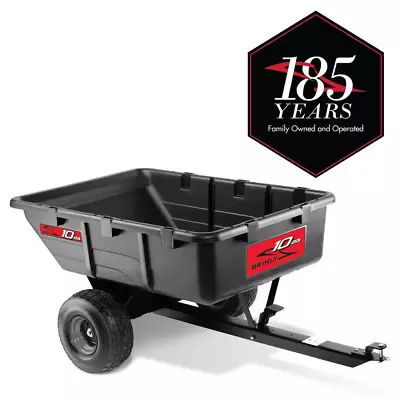 10 Cu. Ft. Tow-Behind Lawn Mower Trailer Dump Cart With Compression-Molded Bed • $339.77