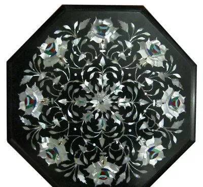 £203.08 • Buy 12  Marble Side Table Top Semi Precious Stones Inlay Pietradura Handmade Work