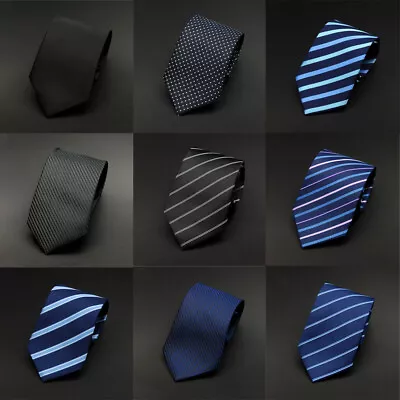 Men’s 8CM Wide Neckties Striped Printed Zipper Pre-tied Ties Wedding Business • $8.99