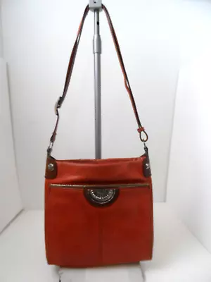 Brighton Orange Pebbled Leather Organizer Crossbody Handbag 9 X 9 X 2 • $29.99