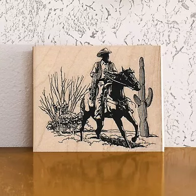 Mounted Rubber Stamp Cowboy Desert Cowboy Rancher Western Old West Horse • $13.75