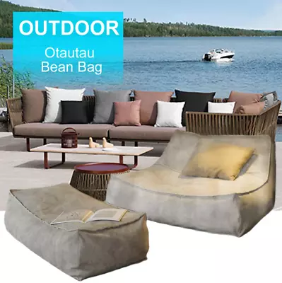 Thick Waterproof Sofa Lounge Pouf Cover No Filler Outdoor Beanbag • $114.39