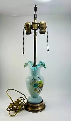 Vintage Fenton? Glass Floral Ruffle Vase Table Lamp 22  • $51