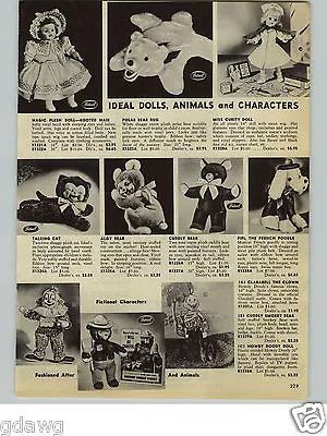 1955 PAPER AD Ideal Magic Flesh Doll Miss Curity Dolls Clarabell The Clown • $7.99