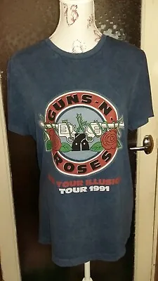 Guns N Roses Classic Logo Blue T-shirt Use Your Illusion Tour 1991 XS VGC • £7