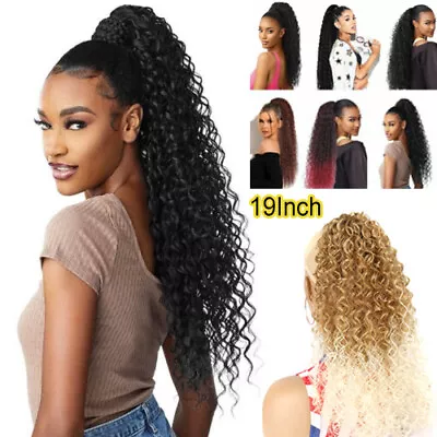 £8.99 • Buy Afro Kinky Curly Ponytail Hair Extensions Drawstring As Human Hair Pony Tail 19“