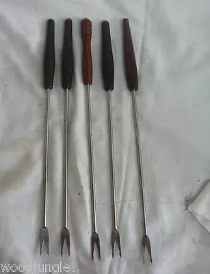 Vintage MID CENTURY MODERN ROSEWOOD FONDUE FORKS SKEWER • $14.95