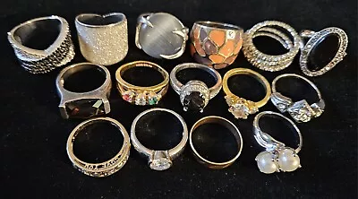 15 VINTAGE RING LOT Ladies Some Signed PD Sarah Coventry 18KHGE Rhinestone • $17.50