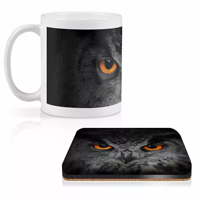 £9.99 • Buy Mug & Square Coaster Set - Owl Eyes Bird Owls   #8252