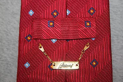 BRIONI Made In Italy Red W/ Diamonds All Silk Tie • $19.99