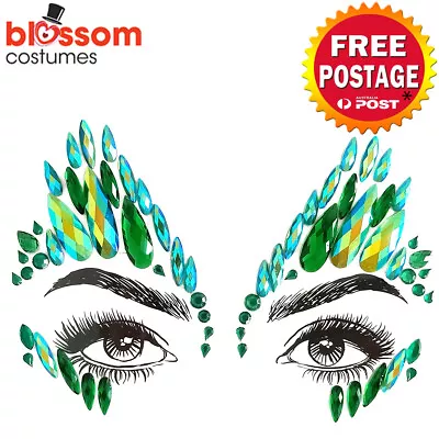 AS274 Poison Ivy Festival Adhesive Face Gems Rhinestone Jewels Stickers Tattoo • $13.45