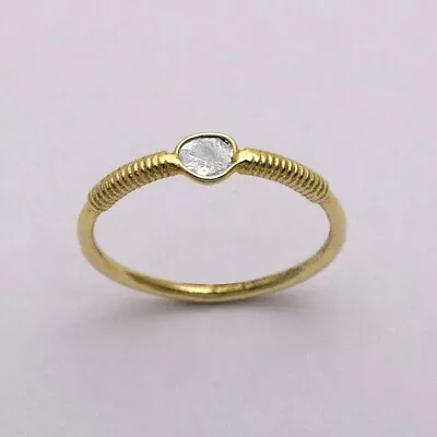 £32.62 • Buy Natural Uncut Slice Polki Diamond 925 Sterling Silver Stackable Mini Band Ring