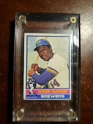 1976 Topps #550 Hank Aaron Brewers/Braves HOF LAST Card Protected By Thick Glass • $35