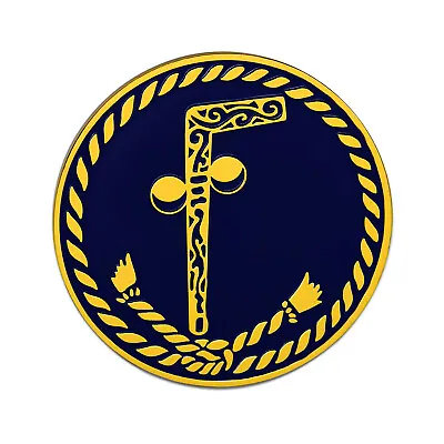 Tubal Cain Round Masonic Auto Emblem - [Black & Gold][3'' Diameter] • $8.99