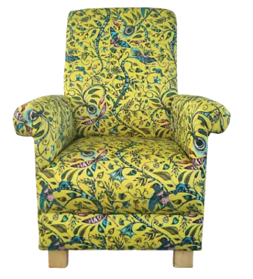 Emma J Shipley Rousseau Lime Fabric Adult Chair Armchair Yellow Green Birds New • £398.99