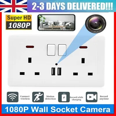 1080P HD WiFi Mini Camera Wall Outlet Camera Home Security Nanny Cam UK Socket • £67.25