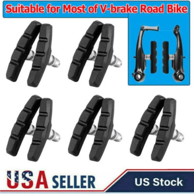 $7.59 • Buy 5 Pairs High Grade Cycling Bicycle Bike V Brake Pads 70mm Shoes Pads Black