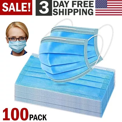 100 PCS Disposable Face Mask Non Medical Surgical 3-Ply Earloop Mouth Cover USA • $8.99