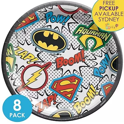 $8.99 • Buy Justice League Party Supplies 8 Small Paper Plates Batman Superman Birthday