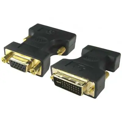 DVI TO VGA Adapter SVGA HD15 Analog Monitor DVI-A / DVI-I Port Converter GOLD • £3.99