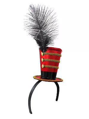 Mini Ringleader Circus Ringmaster Majorette Red Top Hat Headband Costume Cap • $12.95