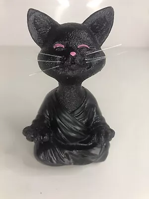 Whimsical Black Meditating Cat Figurine Statue Yoga Zen See Photos 😊 • $9.99