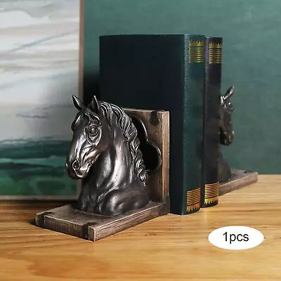 Horse Head Statue Resin Figurine Decorative Bookend For Living Room Desktop • £18.30