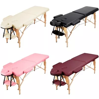 Portable Massage Table Folding Spa Beauty Bed Tattoo Therapy Couch 2 Sections • £99.99