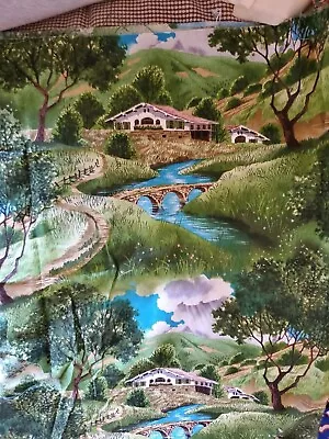 Sewing Fabric Michael Miller Summer Landscape Bridge 19x45  Cotton Less Cut Out • $5.59