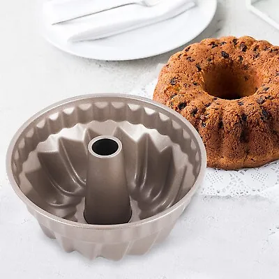 Fluted Ring Bundt Cake Tin Round Baking Pan Mould Non Stick Loaf Tin Easy Clean • £7.99