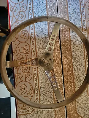 RARE  1970s SUPERIOR #500 15.5  WOOD STEERING WHEEL  NO RIVETS SUPER VINTAGE • $195