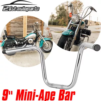 Chrome Rise 9  Mini-Ape Bar Handlebar For 2007+ Harley Sportster 883 1200 IRON • $99.99