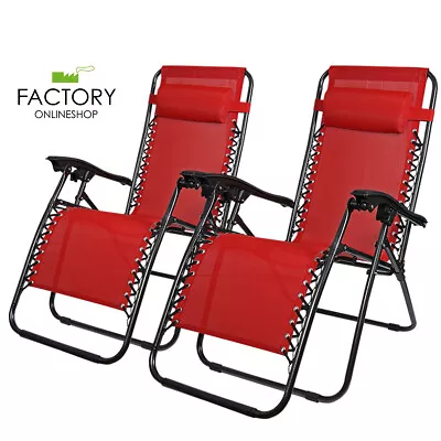 Set Of 2 Zero Gravity Chairs Folding Lounger Beach Outdoor Patio Recliner Chair • $69.96