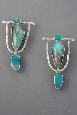 Silver Plated Turquoise Gemstone Hook Dangle Drop Earrings Jewelry Simulated • $3.99