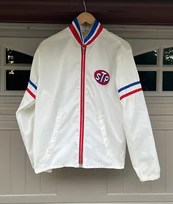 $85 • Buy Vintage Mens Sz M STP Don-Jac Racing Jacket White Nylon Full Zip Windbreaker