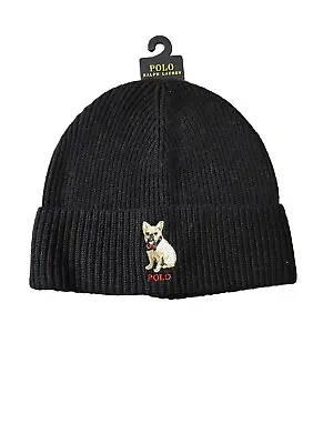  New   Mens Polo Ralph Lauren Frenchie Bulldog Cuffed Knit Beanie Ski Hat Cap • $38.95