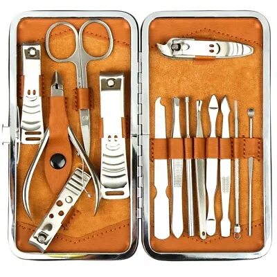 14 Pcs Pedicure Manicure Set Nail Clippers Cleaner Cuticle Pro Grooming Kit Case • $9.99