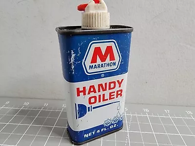 Marathon Handy Oiler Can Vintage Advertising Metal Partial Contents 4 Oz Can • $49.99