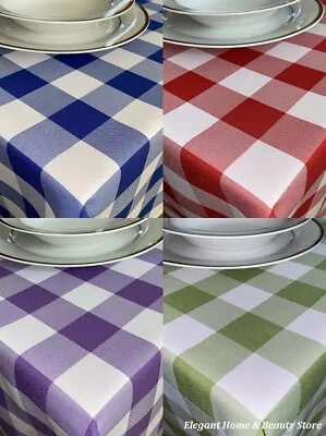 £10.95 • Buy GINGHAM Check Bi-Stretch Polyester TABLE CLOTH - Various Colours